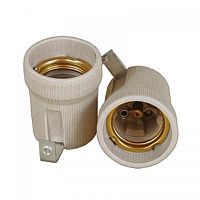 Патрон электрический EKF E27 керамика с держателем белый фото Патрон электрический EKF E27 керамика с держателем белый картинка